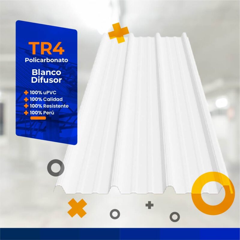 Cobertura Trapezoidal TR4 - Policarbonato - Blanco Difusor