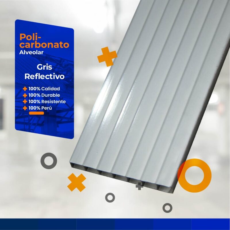 Policarbonato Alveolar - Gris Reflectivo